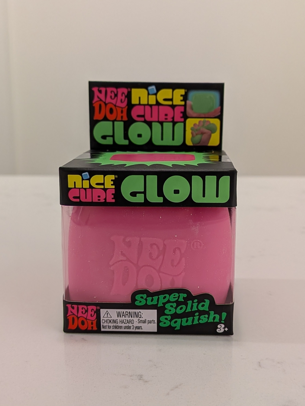 Pink Glow Nice Cube - Super Solid Squish Nee Doh